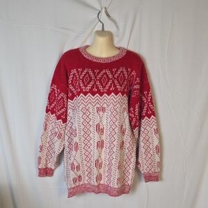 Vintage Stevemor Elegant Red and White Women's Sweater